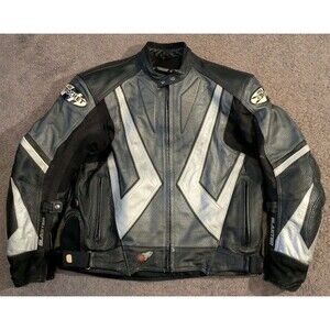 Joe Rocket Blaster Leather Motorcycle Jacket Black / Gray / White Men's 48